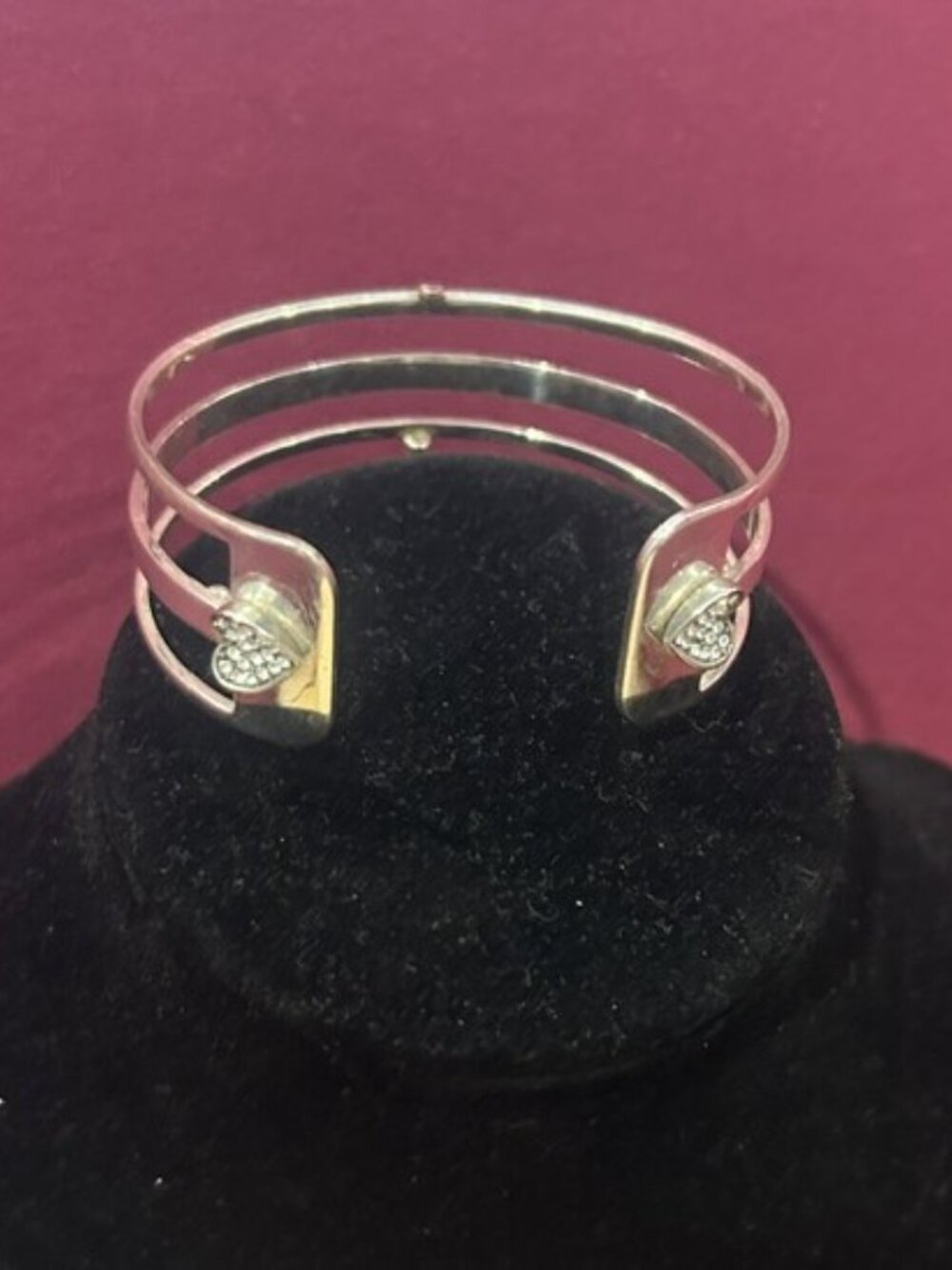 BRIGHTON “CHRISTO” Heart Swarovski Crystal 3-Wire Cuff BRACELET